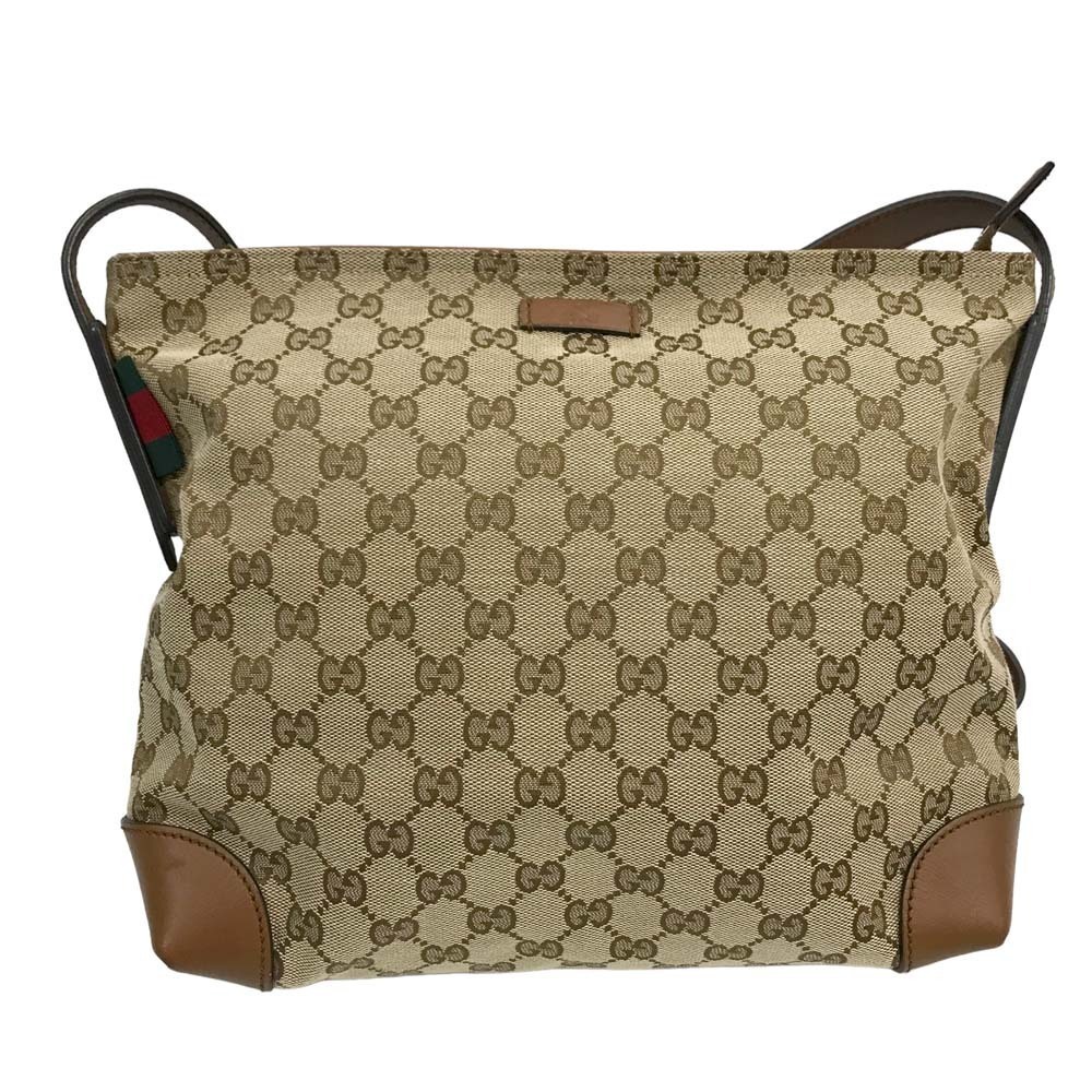 Gucci Brown Canvas Bag Crossbody Sherry Shoulder Green Red GG